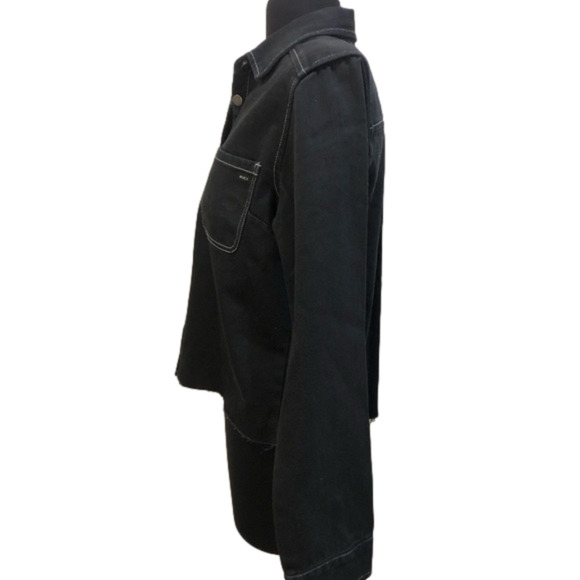 RVCA Daze Denim Jacket Raw Hem Button Up Pockets M (10) Black Skater Streetwear - Picture 13 of 13
